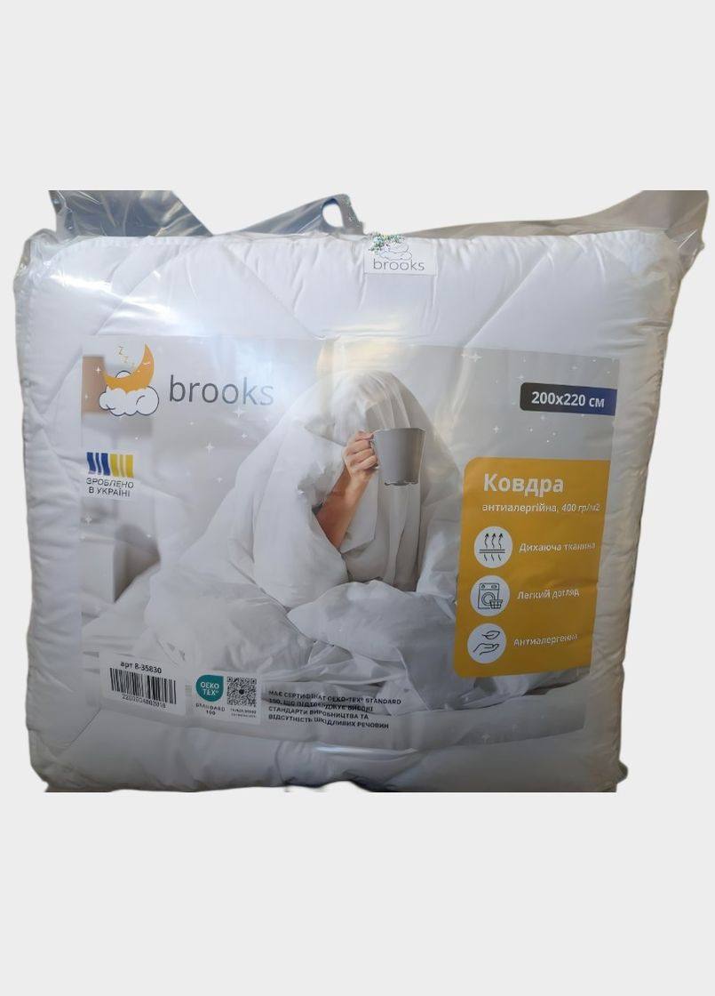 Одеяло Brooks теплое белое 200x220 евро (400 гр/м2) IDEIA (322221219)