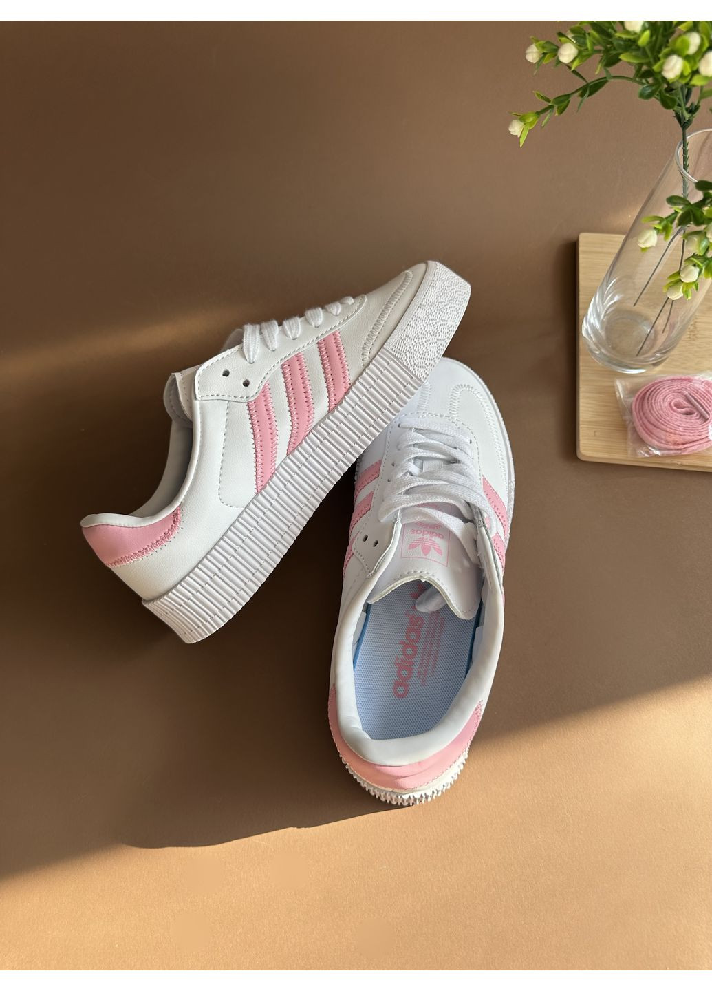 КРОССОВКИ ЖЕНСКИЕ ADIDAS SAMBA WHITE PINK АДИДАС САМБА No Brand розовые демисезоны (368884708)