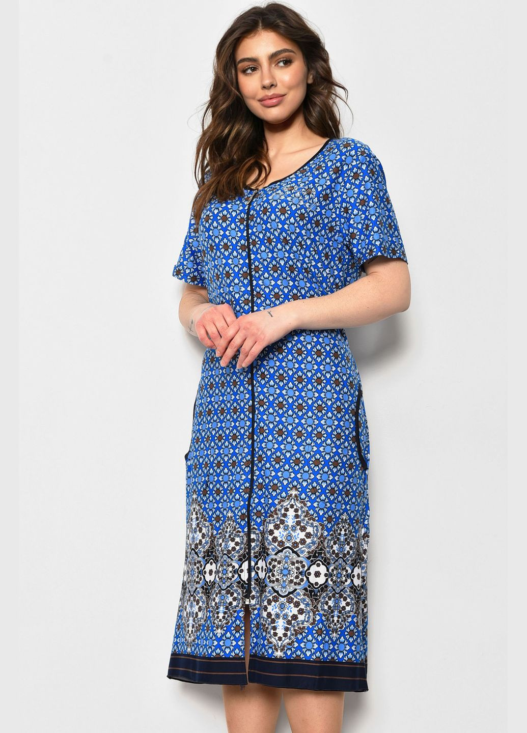 Халат жіночий напівбатальний літній блакитного кольору Let's Shop (286326026)