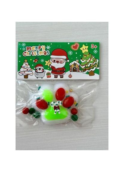 Сквіш таба лапка антистрес Новорічна Біло-червоно-зелена, 6,7*7,5 см No Brand (333163786)