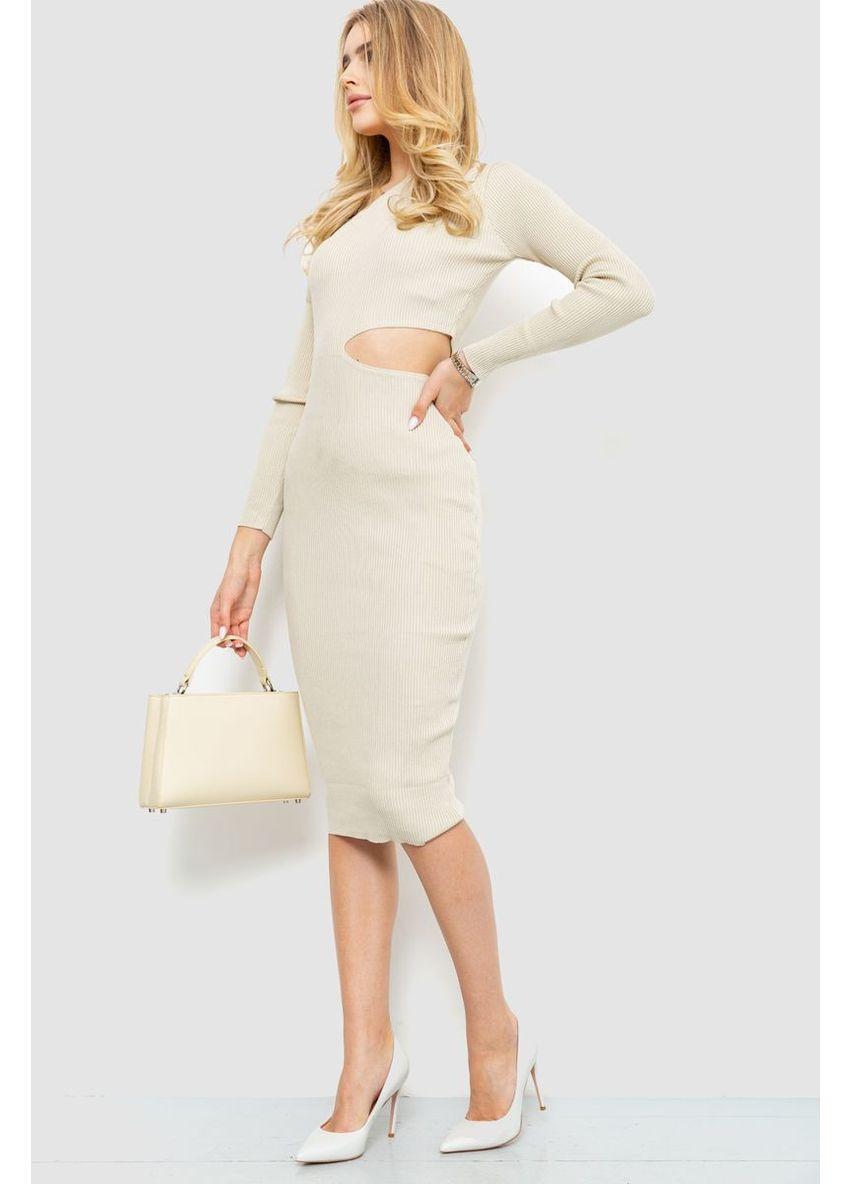 Светло-бежевое платье в рубчик, 204r175 Ager