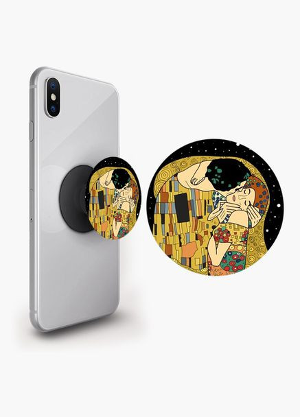 Попсокет тримач для смартфона (Popsockets) Мистецтво поцілунок Чорний No Brand (302084087)