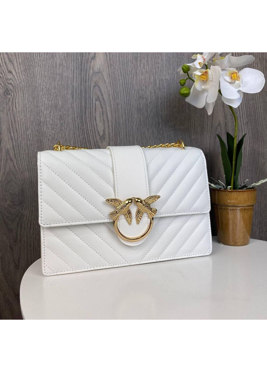 Жіноча міні сумочка клатч стьобана біла на плече з ланцюжком ProDobro (363259151)