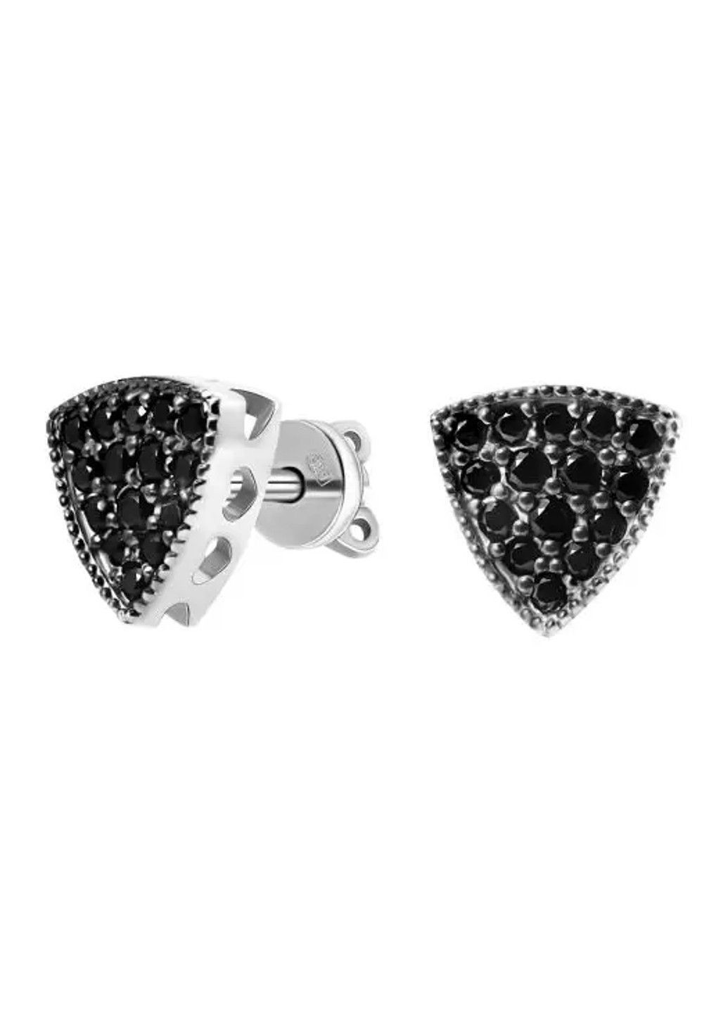 Срібні сережки з чорним камінням Невідомість UMAX (289351629)