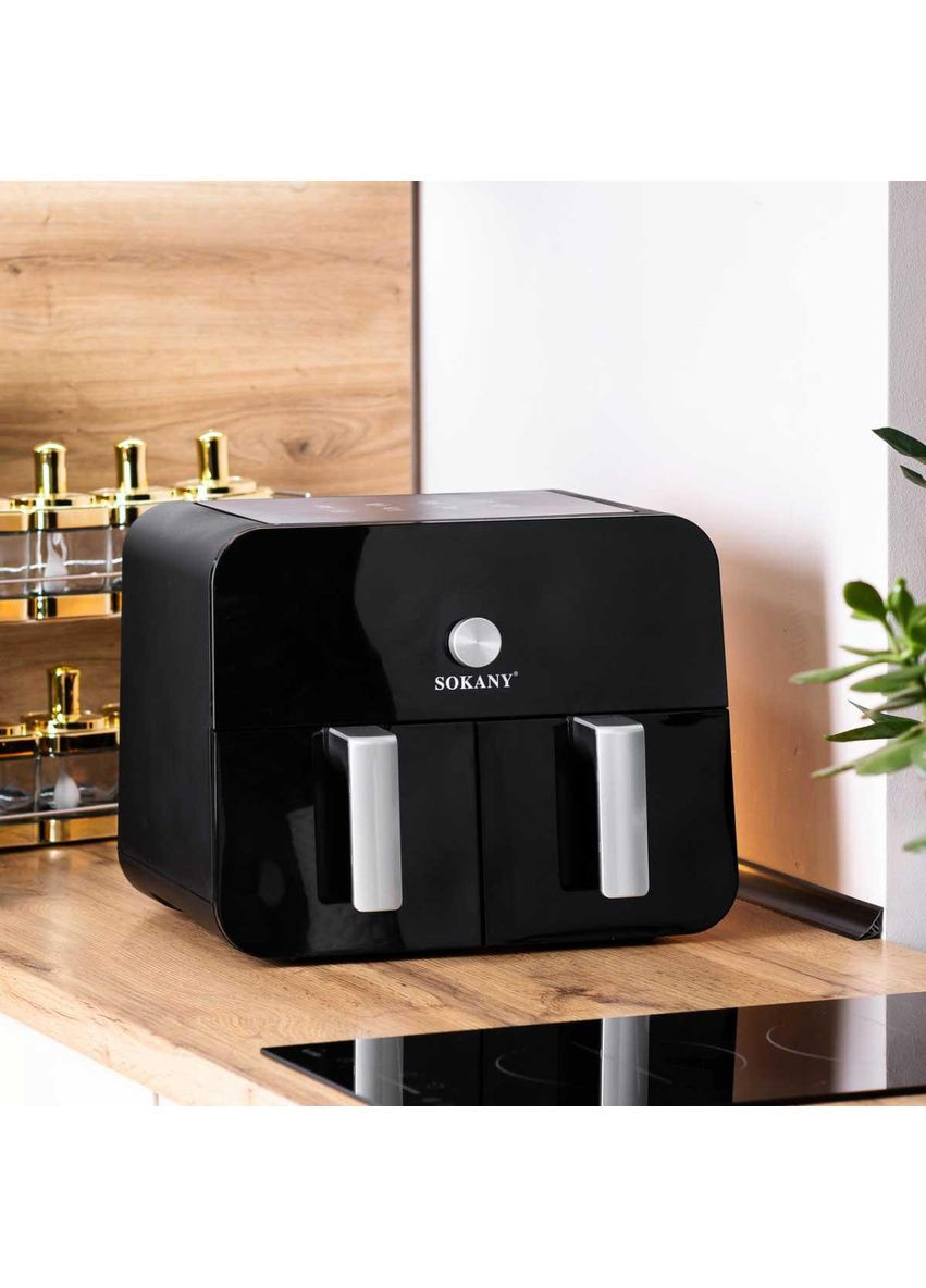 Аерогриль-фритюрниця SK-10008 на 10 літрів, два відділення 2400 Вт чорна Sokany (368767194)