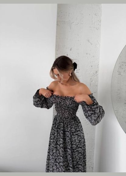 Сіра сукня повітряна ніжна чорна 746eb No Brand