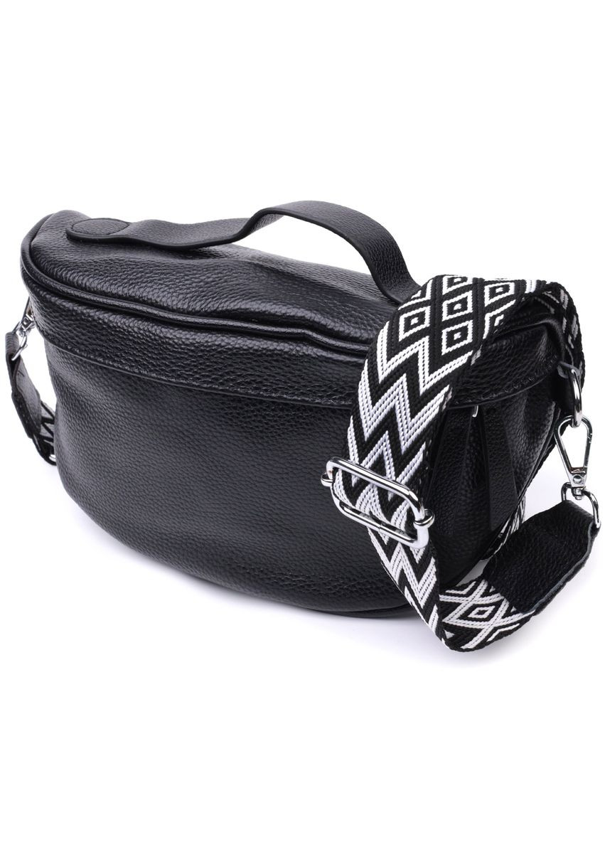 Сумка кроссбоди с широким ремнем в классическом цвете из натуральной кожи. 22655 Vintage (329195599)