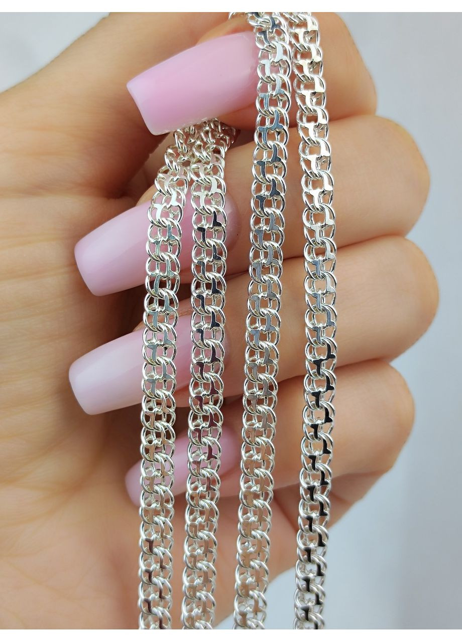 Серебряная цепочка Бисмарк расширенный мужская/женская 50 см No Brand (366882909)