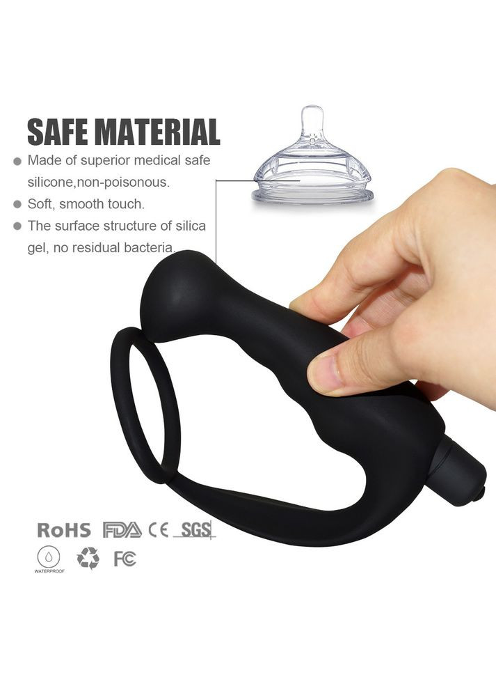 Кольцо на пенис с анальным стимулятором -4 массажер простаты с вибрацией 10 скоростей Roger (303905787)