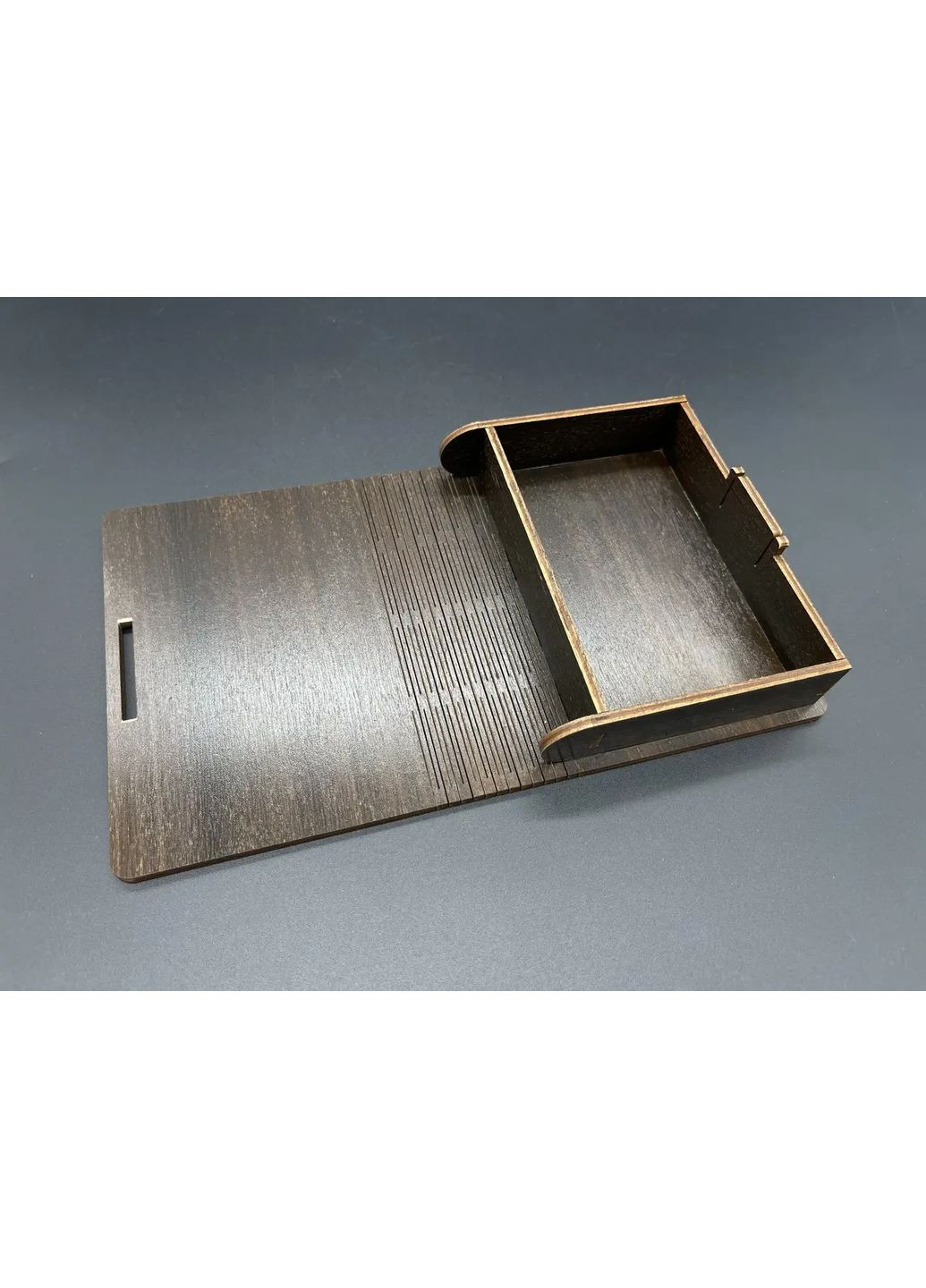 Скринька-купюрниця дерев'яна з фанери для грошей та прикрас декоративна 22,5х21х3,5см HM furnitura (365248546)