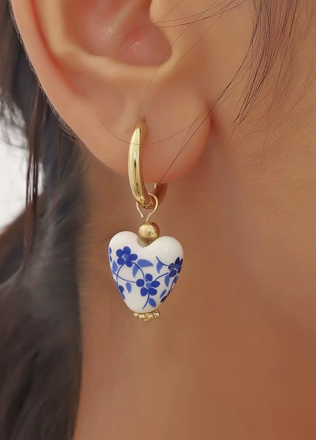 Серьги женские с голубым цветочным узором No Brand (323017291)