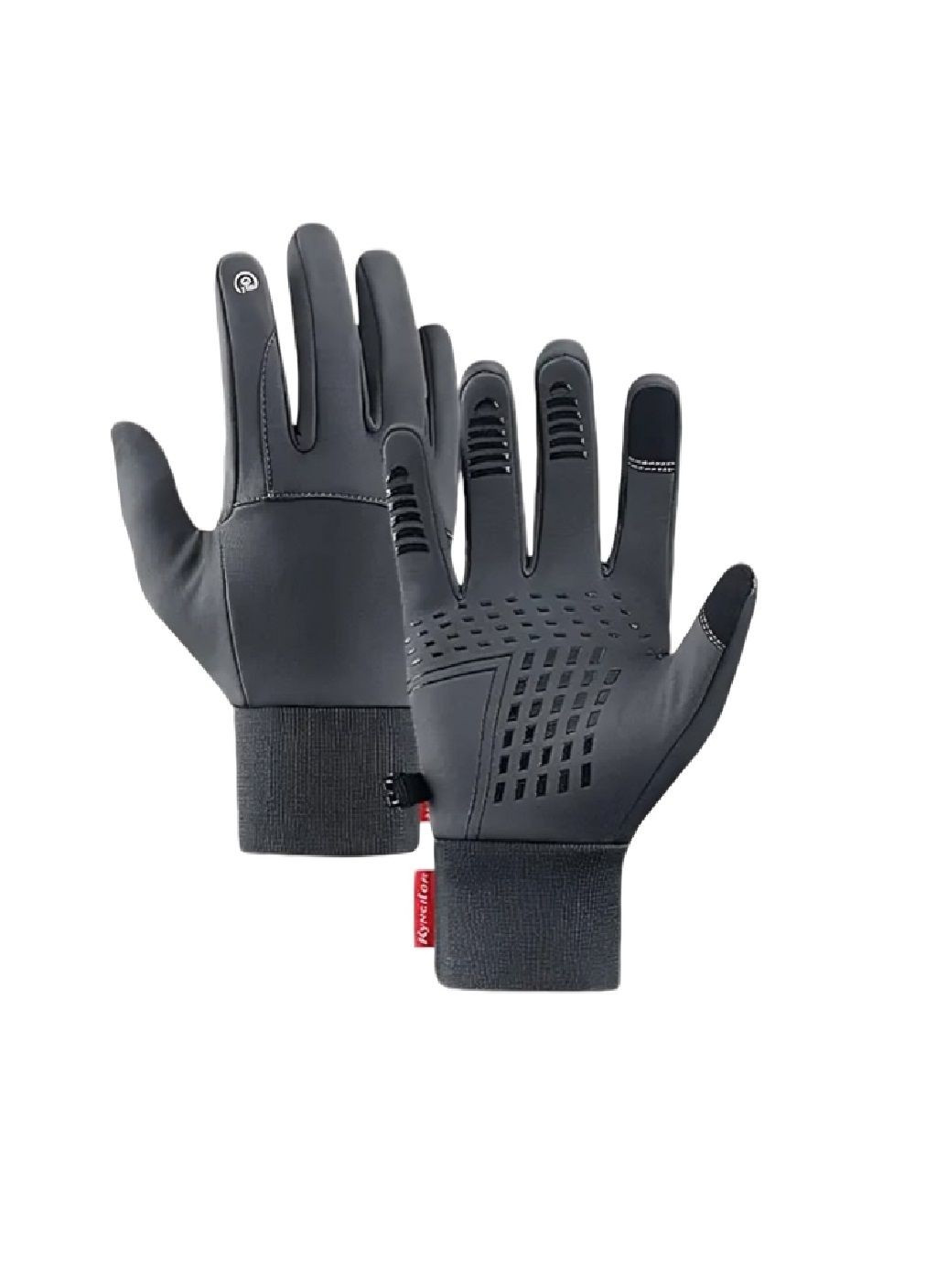 Рукавички із сенсорним нековзним покриттям світловідбивним елементом із водовідштовхувального матеріалу (478329-Prob) Сірі L Unbranded (304140636)