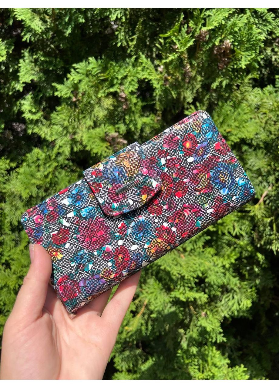 Женский кошелек Турция натуральная кожа три отделения для купюр на молнии картхолдер на магните цветной черный Karya (354338041)