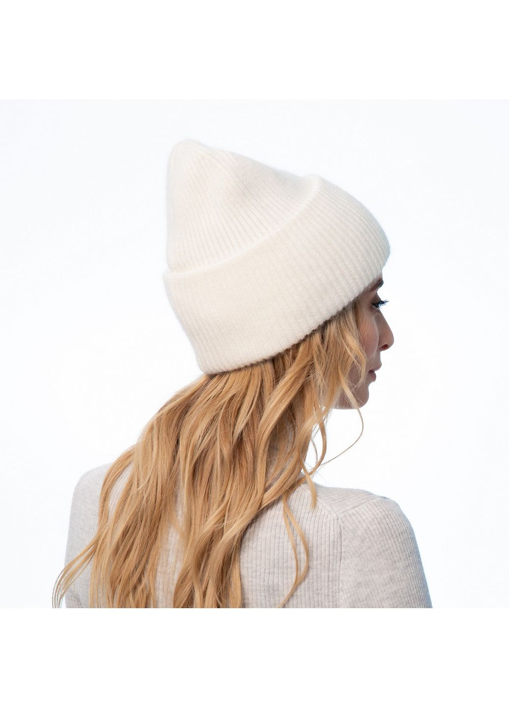 Шапка біні жіноча ангора з віскозою біла VINCENT LuckyLOOK 259-270 (322791231)