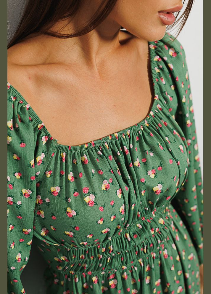 Світло-зелена коротка сукня з відкритими плечима Arjen