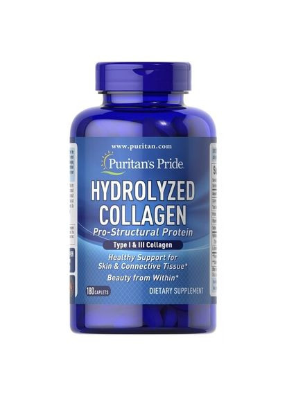 Препарат для суглобів і зв'язок Puritan's Pride Hydrolyzed Collagen, 180 каплет Puritans Pride (324608869)