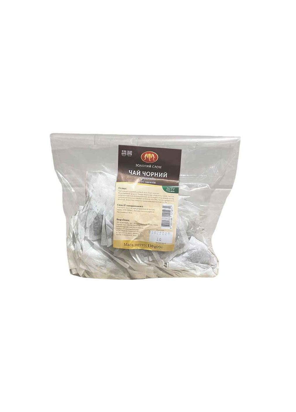 Чай пакетированный черный 100 пакетиков Прочный ф/п 1,3г б/я Золотий Слон (354344685)