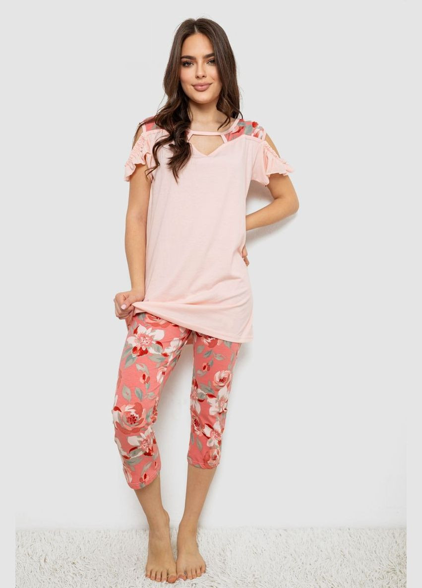 Персиковая пижама женская с принтом,, 243r1602-003 Isik