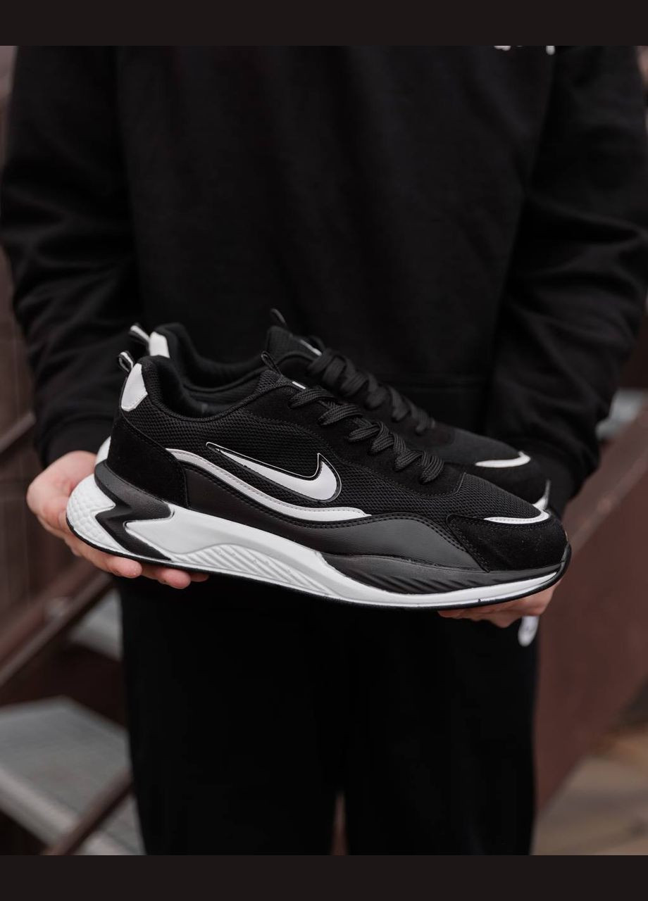 Черно-белые демисезонные кроссовки мужские No Brand