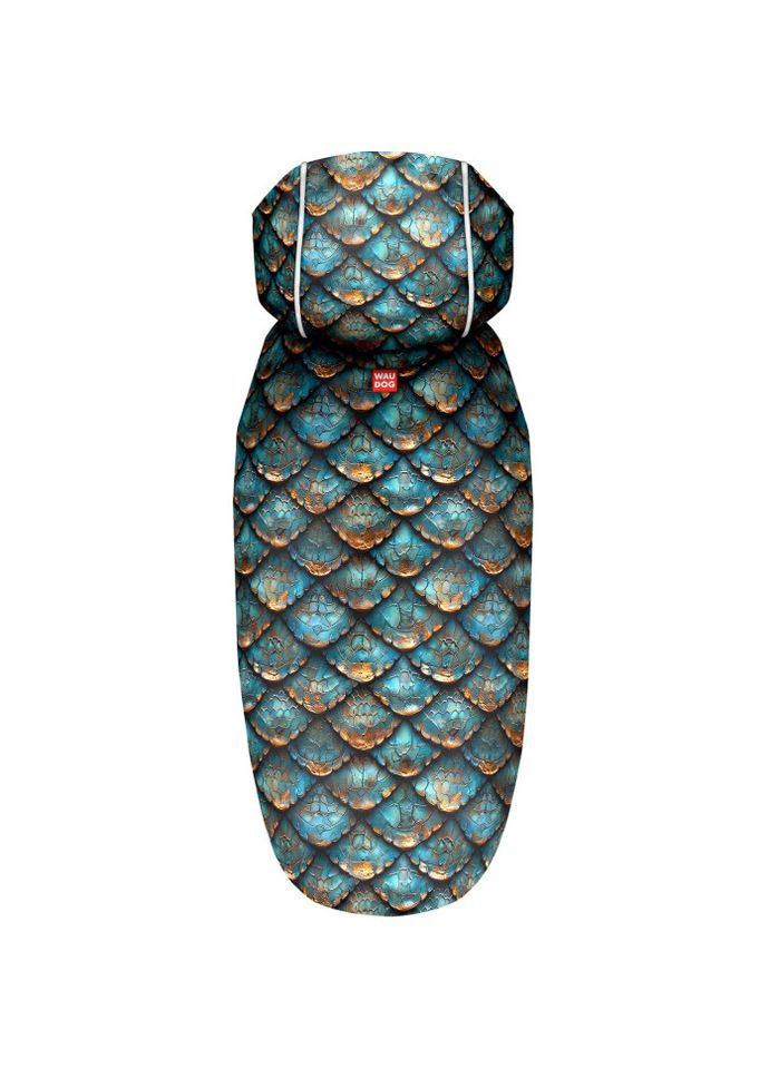 Дождевик-накидка с капюшоном для собак Clothes, рисунок "Чешуя", XL, А 55-61 см, B 68-80 см, С 42-52 см WAUDOG (361432737)