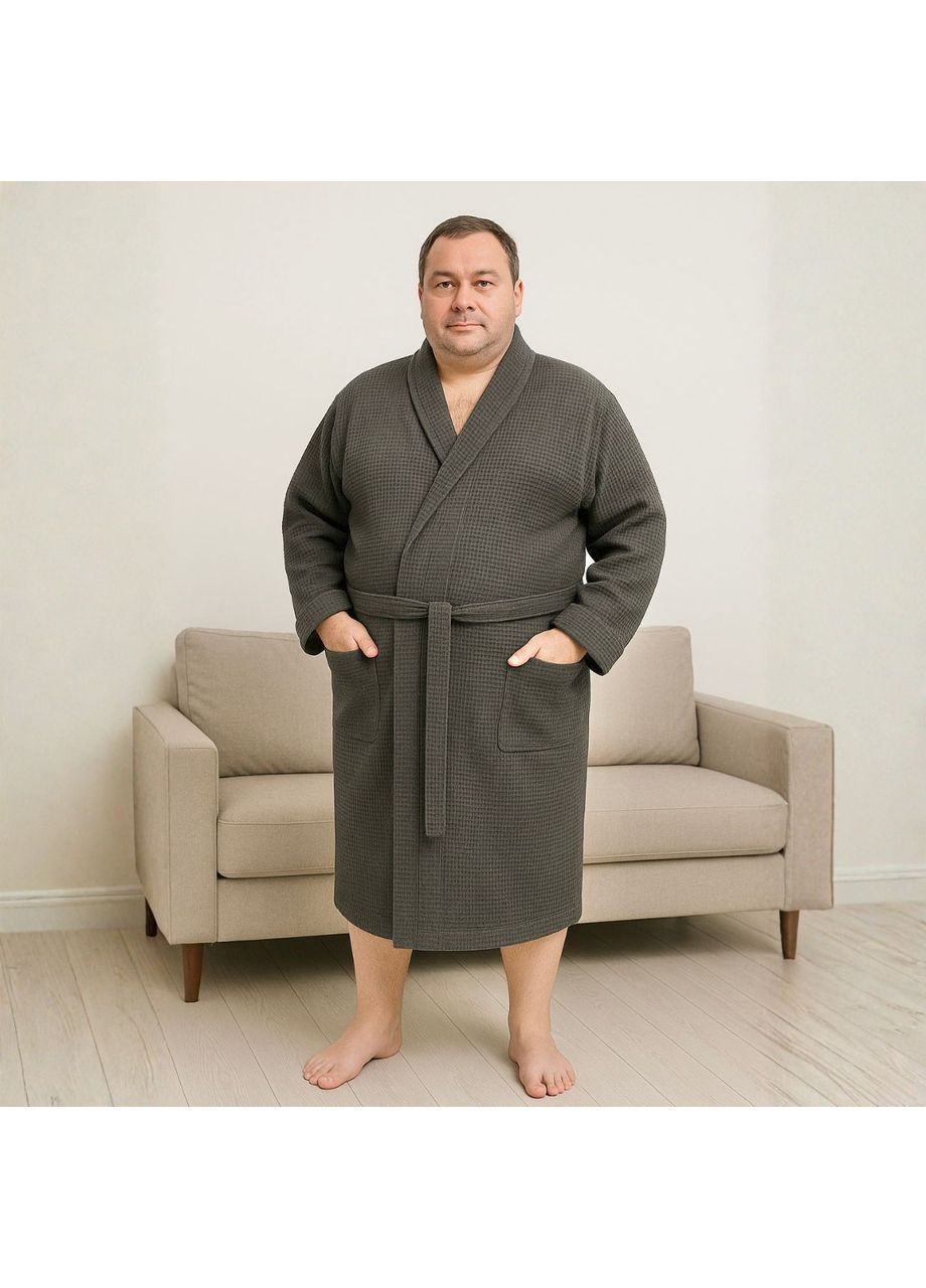 Халат чоловічий теплий вафельний темно-сірий 924 Cosy (373274957)