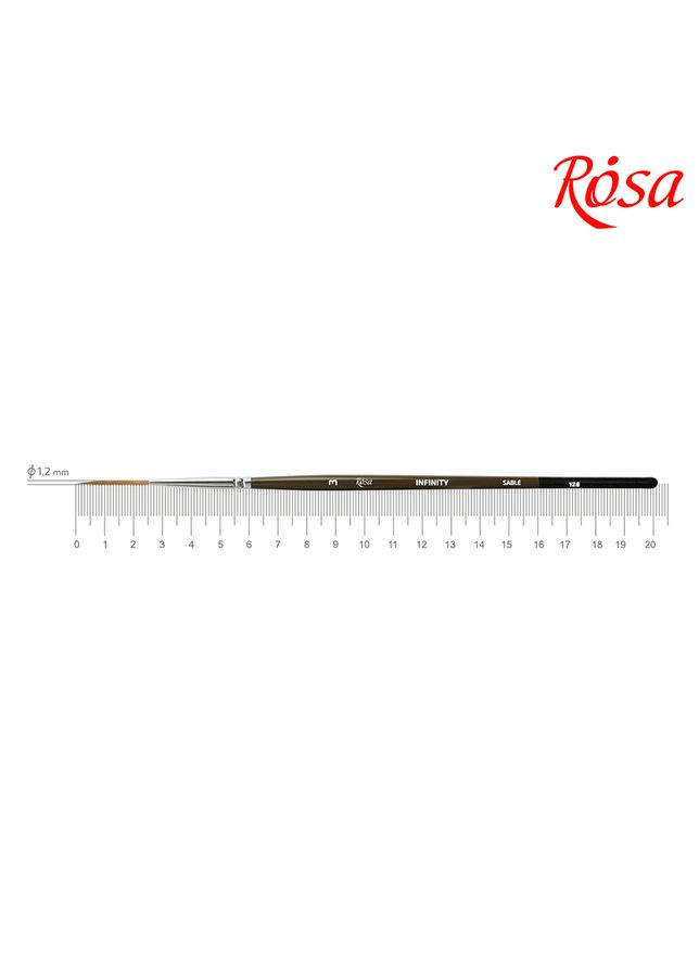 Кисть соболь круглый лайнер INFINITY 128 №3 короткая ручка Rosa (362579168)