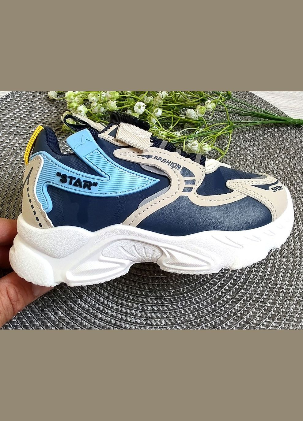 Цветные всесезонные стильные кроссовки с boa темно-синие No Brand