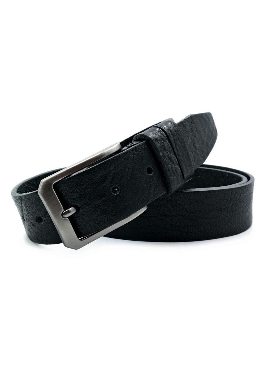 Кожаный мужской ремень 3,3х105-125 см Черный Weatro (322594575)