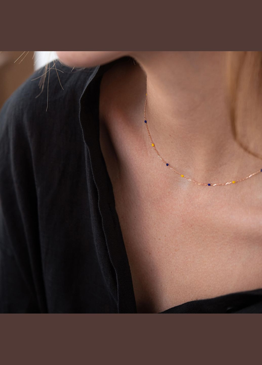 Колье в красном золоте (синяя и желтая эмаль) кол02242 42 Oniks (264644678)