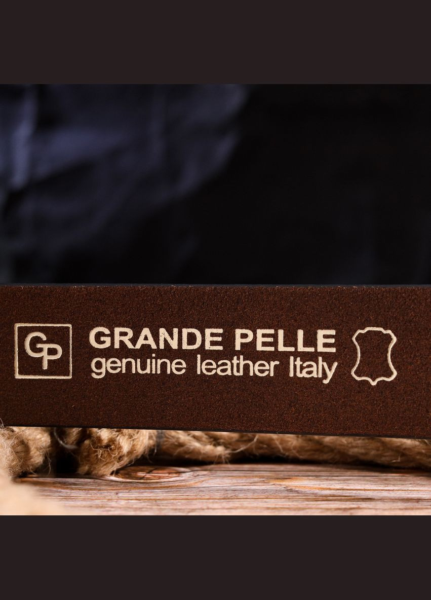 Якісний чоловічий ремінь із натуральної шкіри Grande Pelle коричневий (sku_21461) No Brand (327820330)