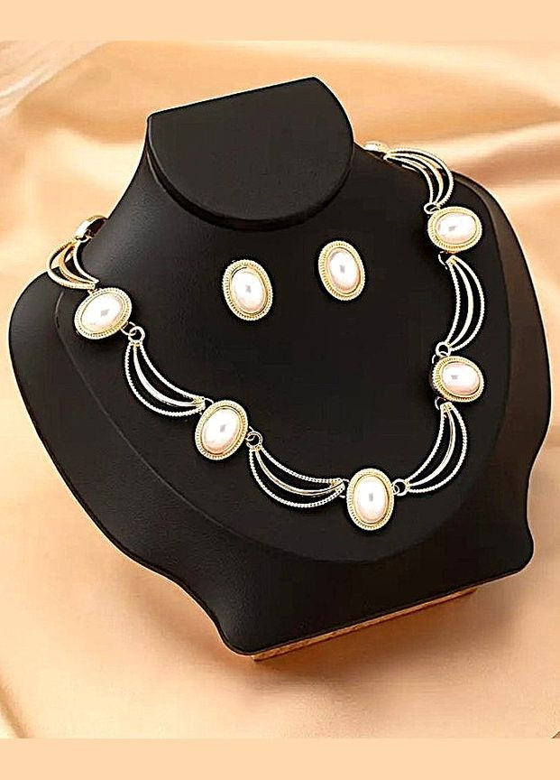 Комплект біжутерії Кольє-чокер и сережки перлинні намистини No Brand (339679823)