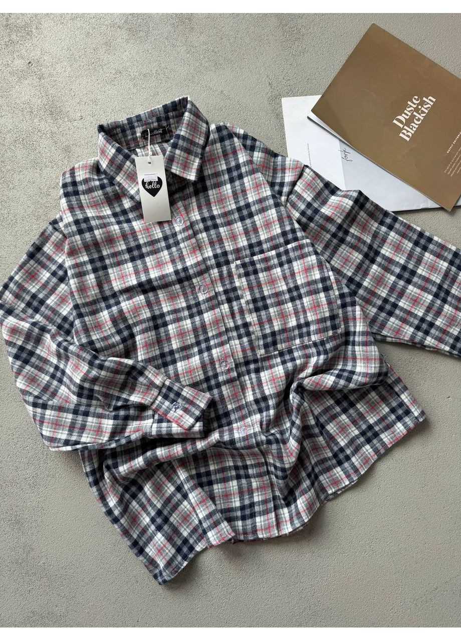 Серая повседневный, вечерний, классическая, кэжуал рубашка в клетку FINO Mode с длинным рукавом