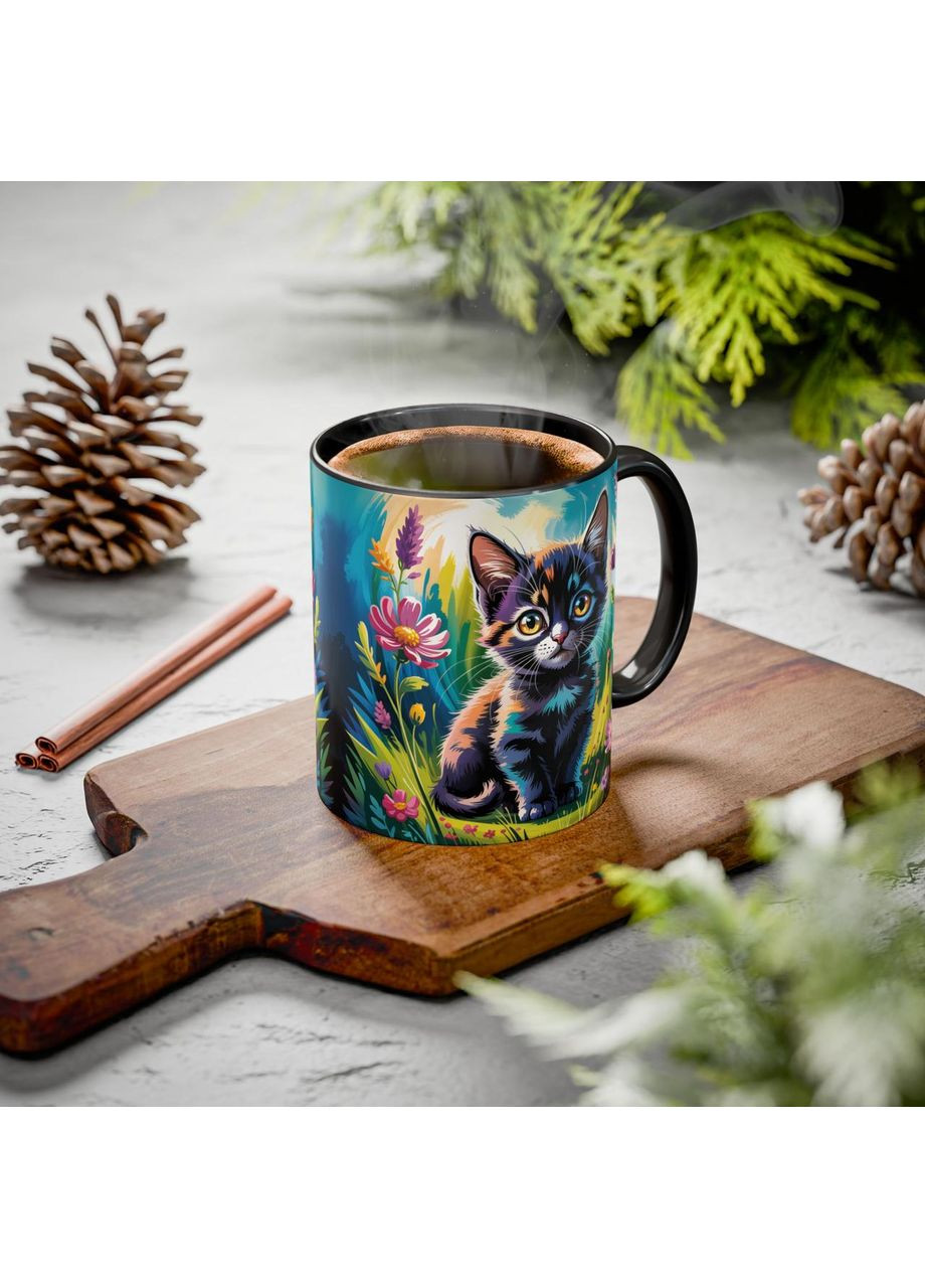 Кружка "Котенок в цветочном поле" 330 мл No Brand (369936747)