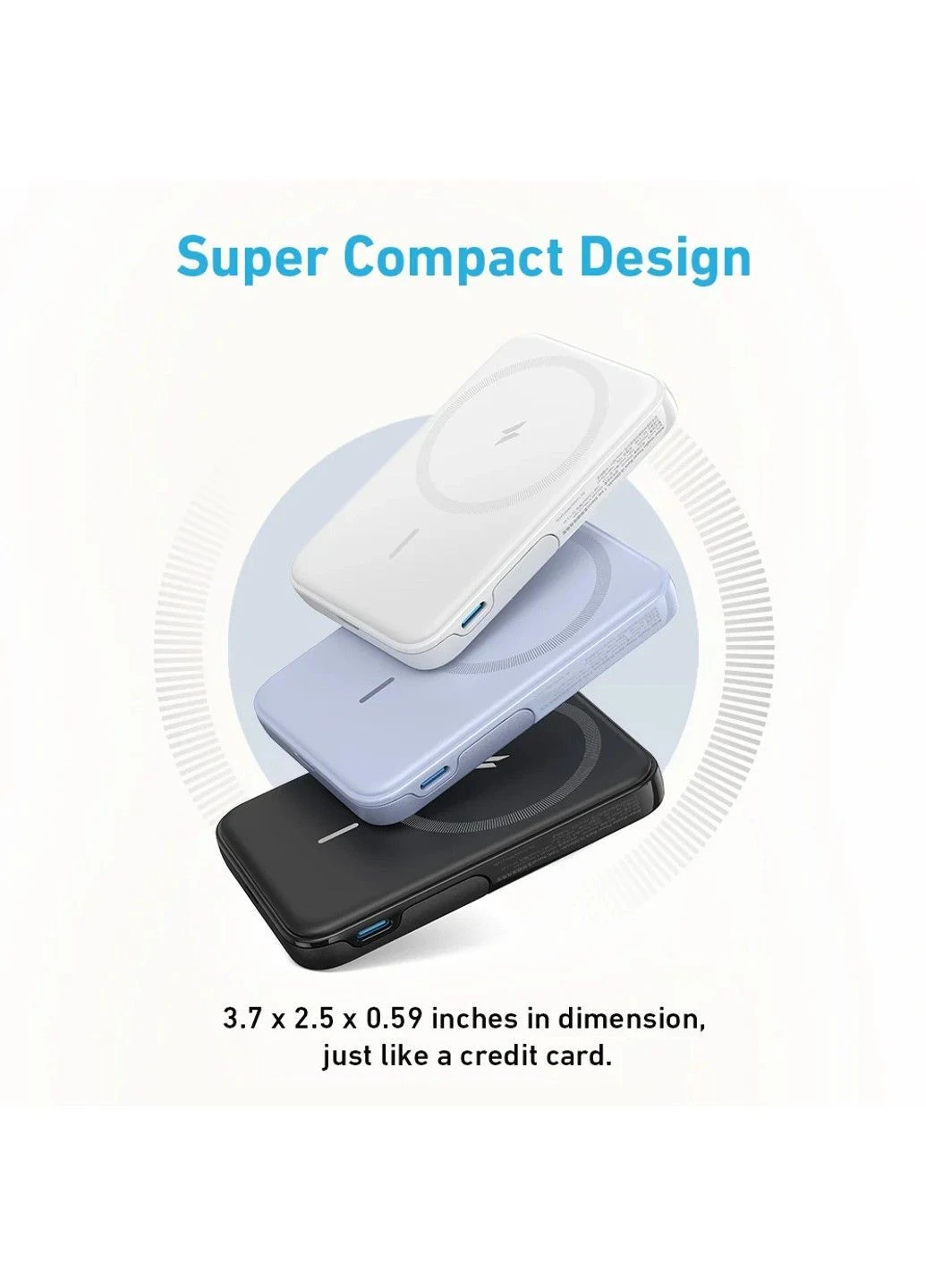 Магнитный беспроводной павербанк MagGo A1618 5000 mAh 12W с подставкой Black Anker (384042637)