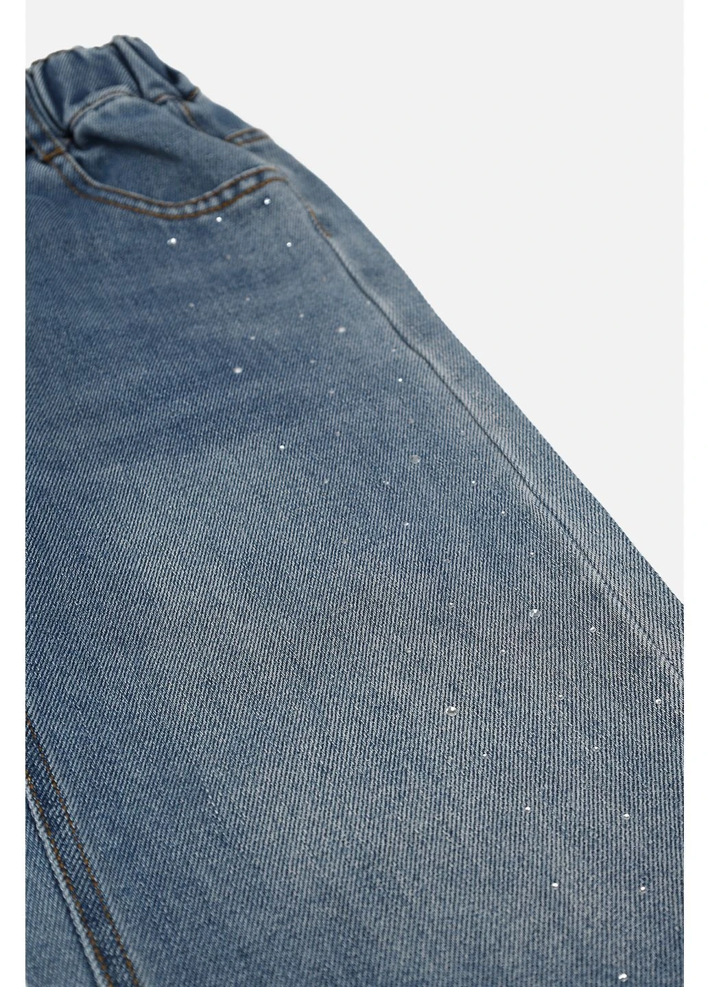 Голубые демисезонные джинсы wide leg для девочки цвет голубой цб-00290304 YZTX KIDS