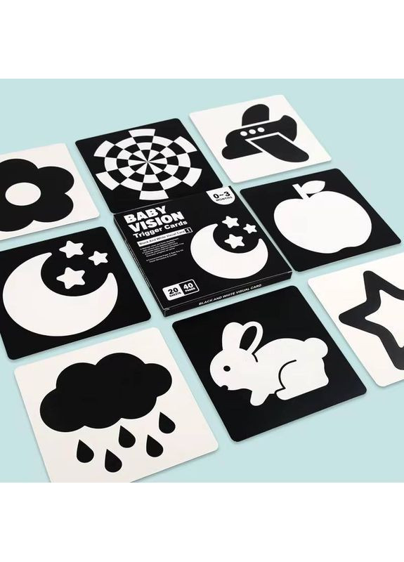 Набір контрастних карток для немовлят "Малюк та Колір" 0-6 міс. 40 шт.(80 картинок) No Brand (371796741)