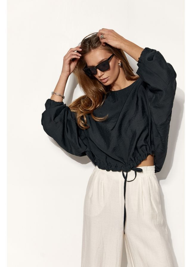 Чорна блуза на кулісці 3065 небесний Triko Bakh