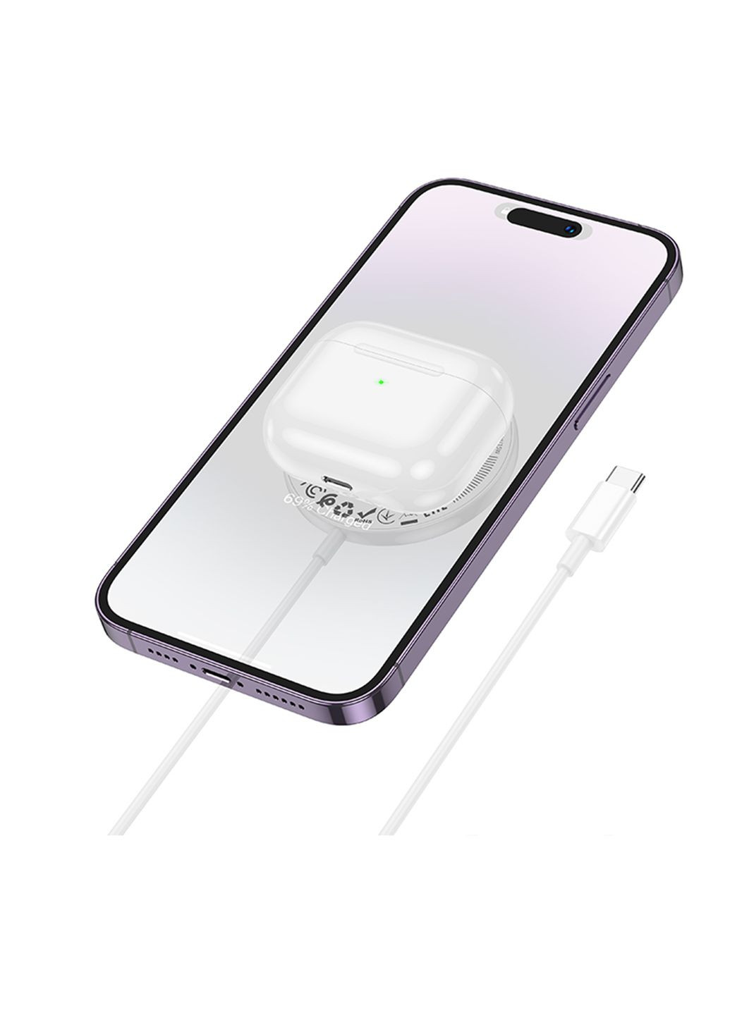 Бездротовий Зарядний Пристрій CW61 Magnetic 15W LED Display Бiлий Hoco (337994069)