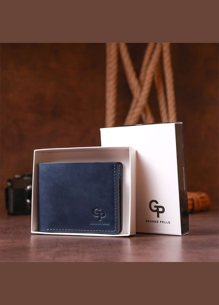 Вертикальный мужской кошелек кожаный на магните 11212 Черный Grande Pelle (306882034)