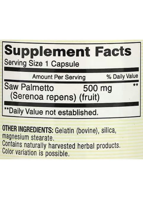 Saw Palmetto 500 mg 90 Caps Mason Natural (292556192)