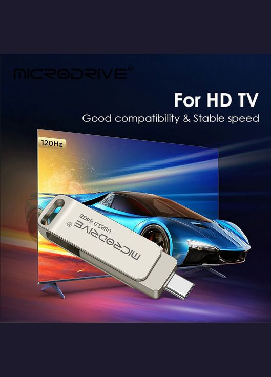 USB Флешка 2в1 128 GB TypeC USB 3.0 для телефона компьютера Silver Microdrive (297869224)