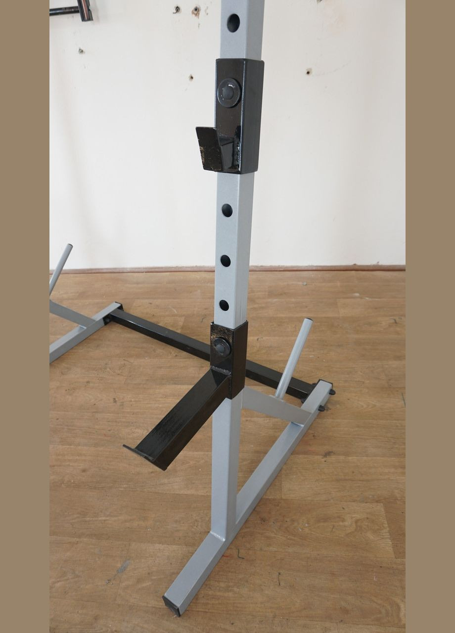 Стійки для присідання, жима лежачи та стоя, під штангу зі страховкою та турнік СІРІ No Brand (326596778)