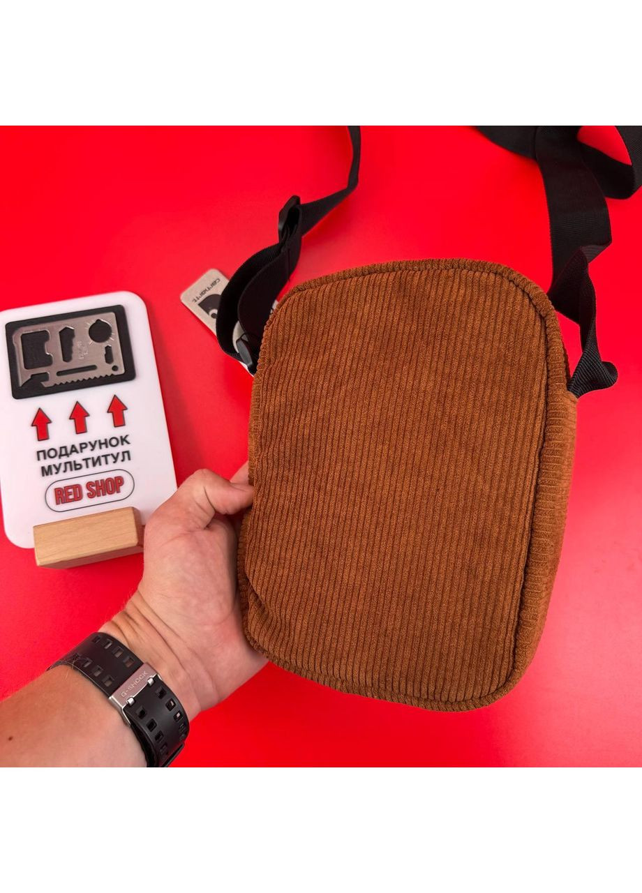 Сумка через плече барсетка Вельветова Кархарт месенджер колір Коричневий No Brand (361668701)