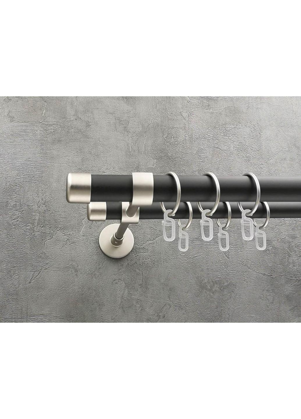 Карниз заглушка гладкая штанга двойной модерн 25/19 мм 320 см Сатин/Черный матовый Quadrum (352781941)