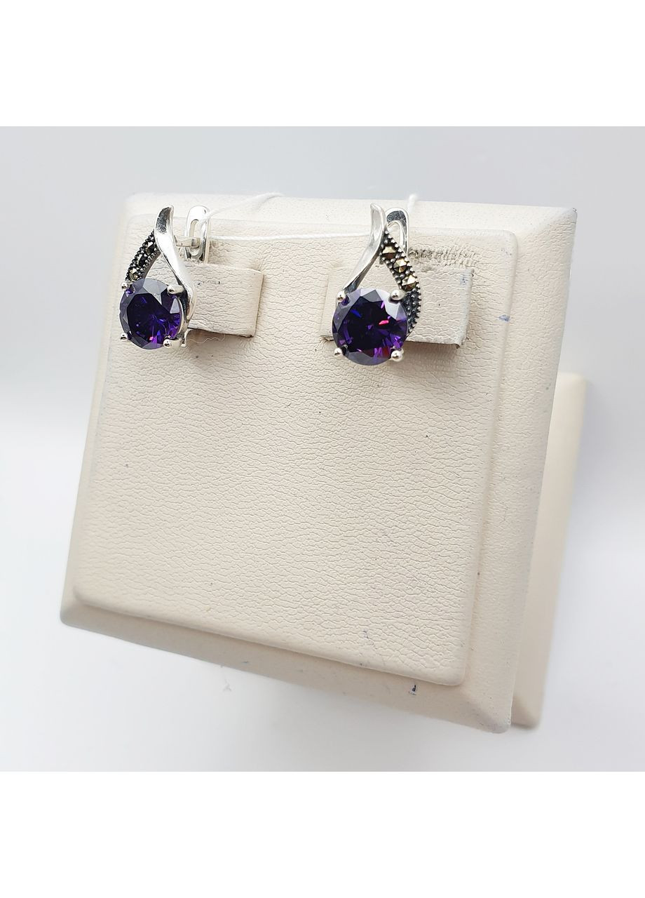 Сережки срібні з аметист альпінітом 4,9 г No Brand (369737083)