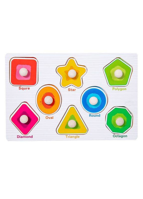 Деревянные пазлы вкладыши С64653 Геометрические Фигуры, под вкладышем есть рисунок Fun Game (327216261)