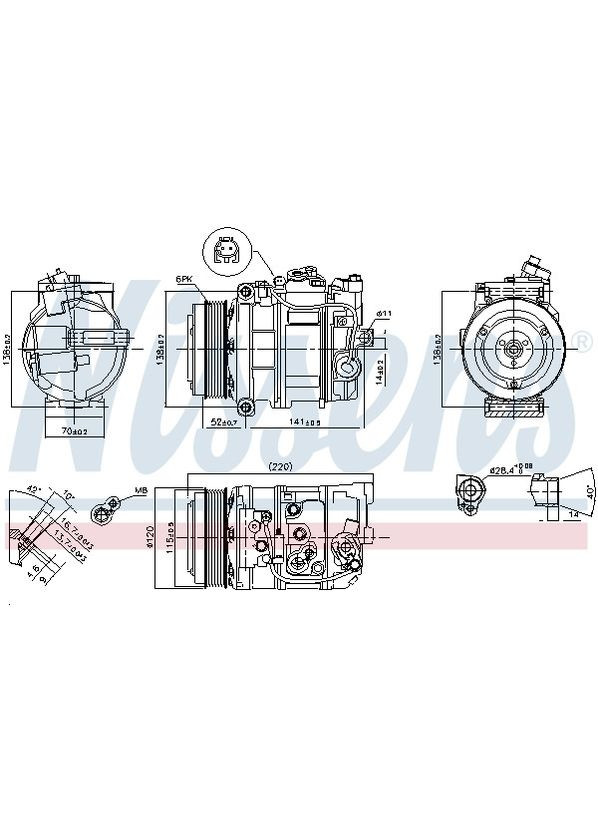 Компрессор кондиционера MERCEDES C-CLASS W 204(07-) C 300 CGI|MERCEDES C-CLASS W 204(07-) C 350|MERCEDES C-CL Nissens (355340257)