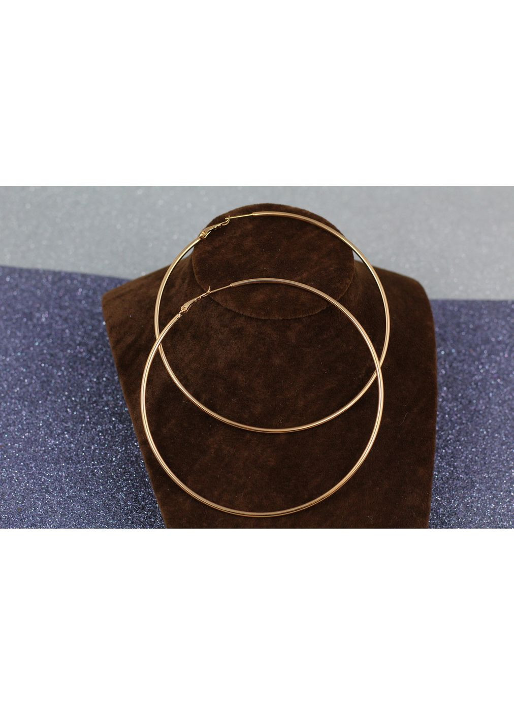 Сережки кільця Хuping Jewelry гладкі 9,5 см золотисті love-shopping Xuping Jewelry (354660701)