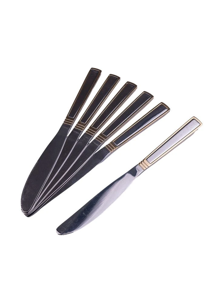 Набор столовых ножей 6 шт. нержавеющая сталь хром с золотом HP700 TS Kitchen (316589449)