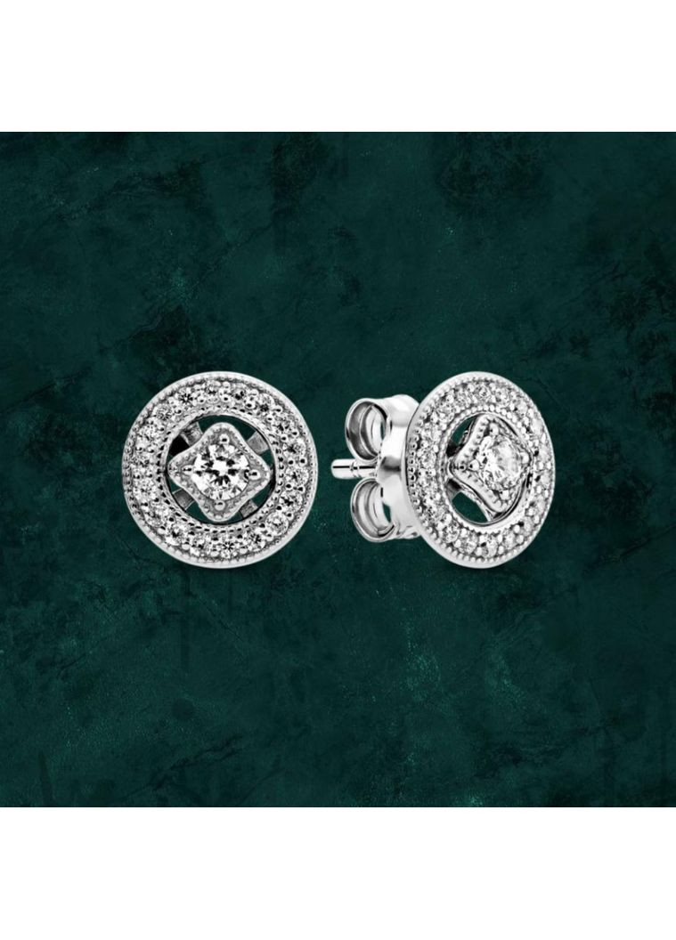 Срібні сережки "Вінтажне коло" Pandora (Пандора) 290721CZ No Brand (363028436)